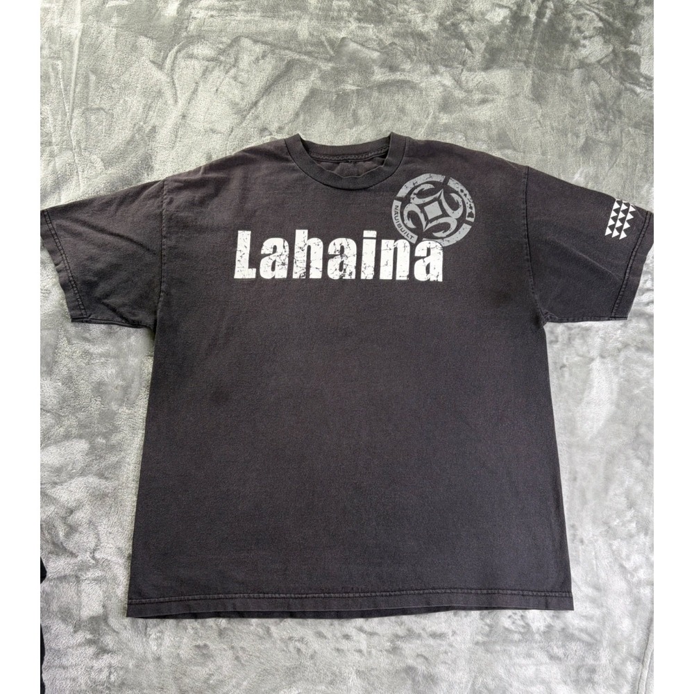 Vintage Maui Built Lahaina Hawaii Graphic T-Shirt Men Size XL Black Distressed
